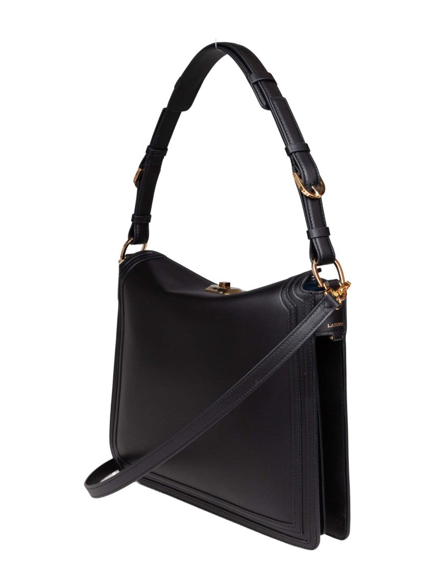 Lanvin Compagnon Leather Shoulder Bag, Black
