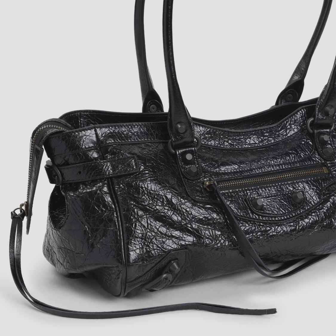 Balenciaga Textured Black Leather Shoulder Bag