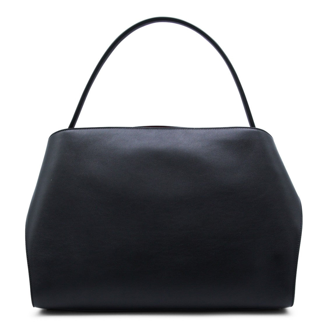 Ferragamo Structured Leather Handbag With Gold Clasps