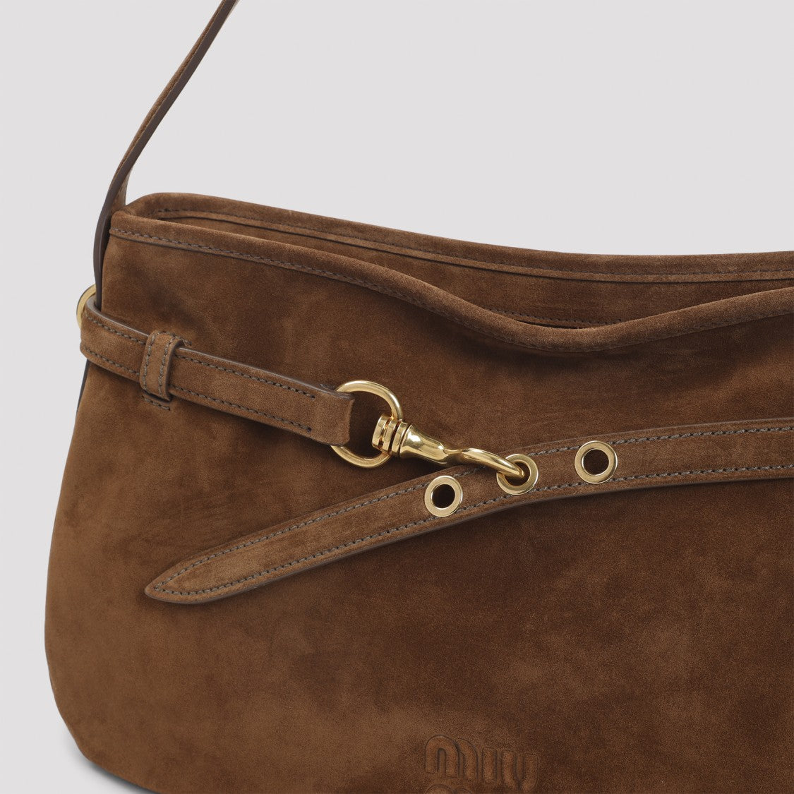 Miu Miu Oak Brown Lamb Leather Bag With Adjustable Strap And Bold Hardware