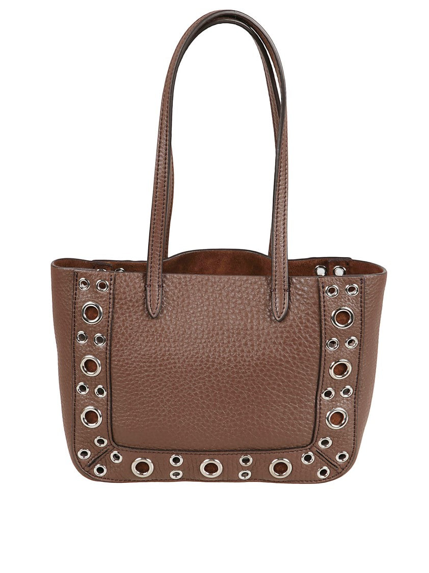 Valentino Garavani Pebble Calf Leather Handbag With Metal Vlogo