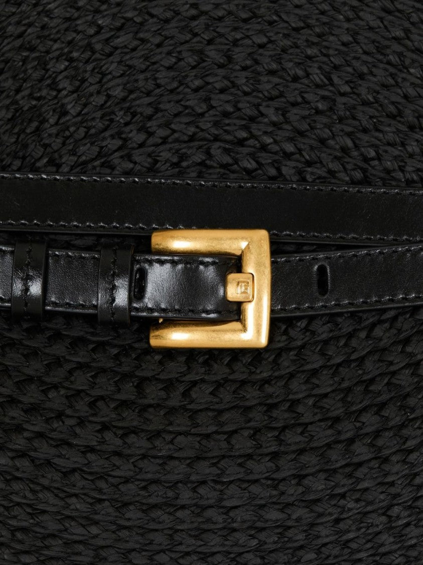 Balmain Sculptural Black Calfskin Leather Bag