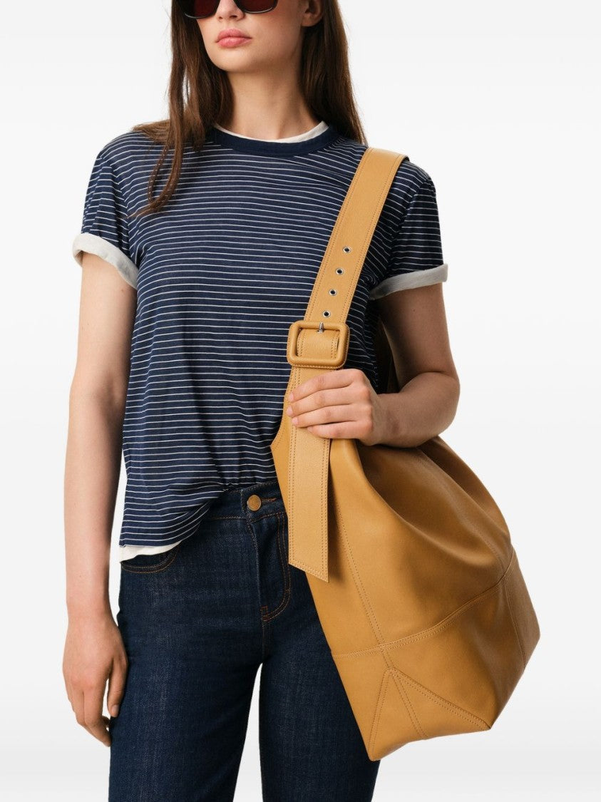 Ami Paris Structured Shoulder Bag With Wide Adjustable Strap