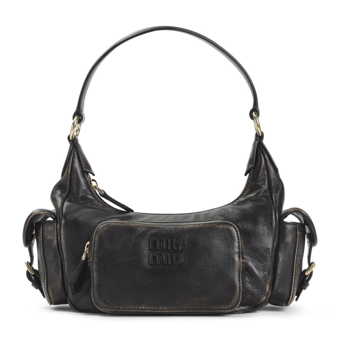 Miu Miu Coffee Brown Lamb Leather Shoulder Bag