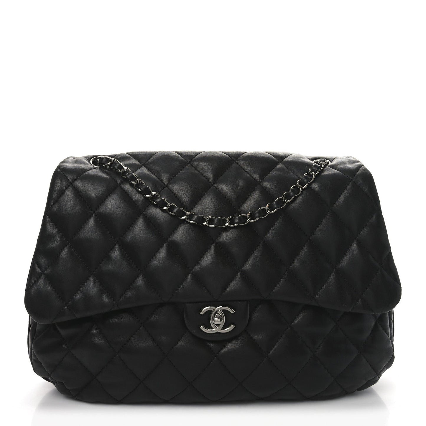 Lambskin Quilted Chanel 3 Maxi Flap Bag Black
