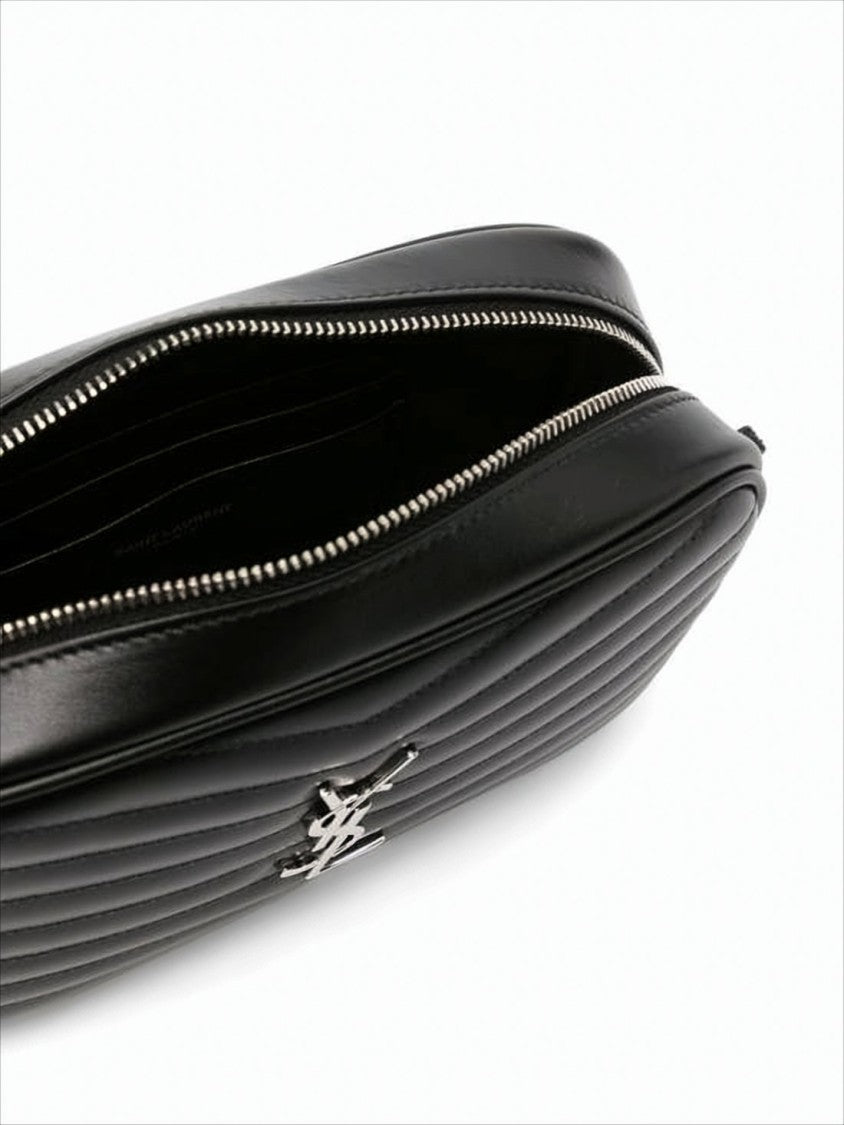 Saint Laurent Chevron Quilted Crossbody Bag With Silver-Tone Ysl Logo