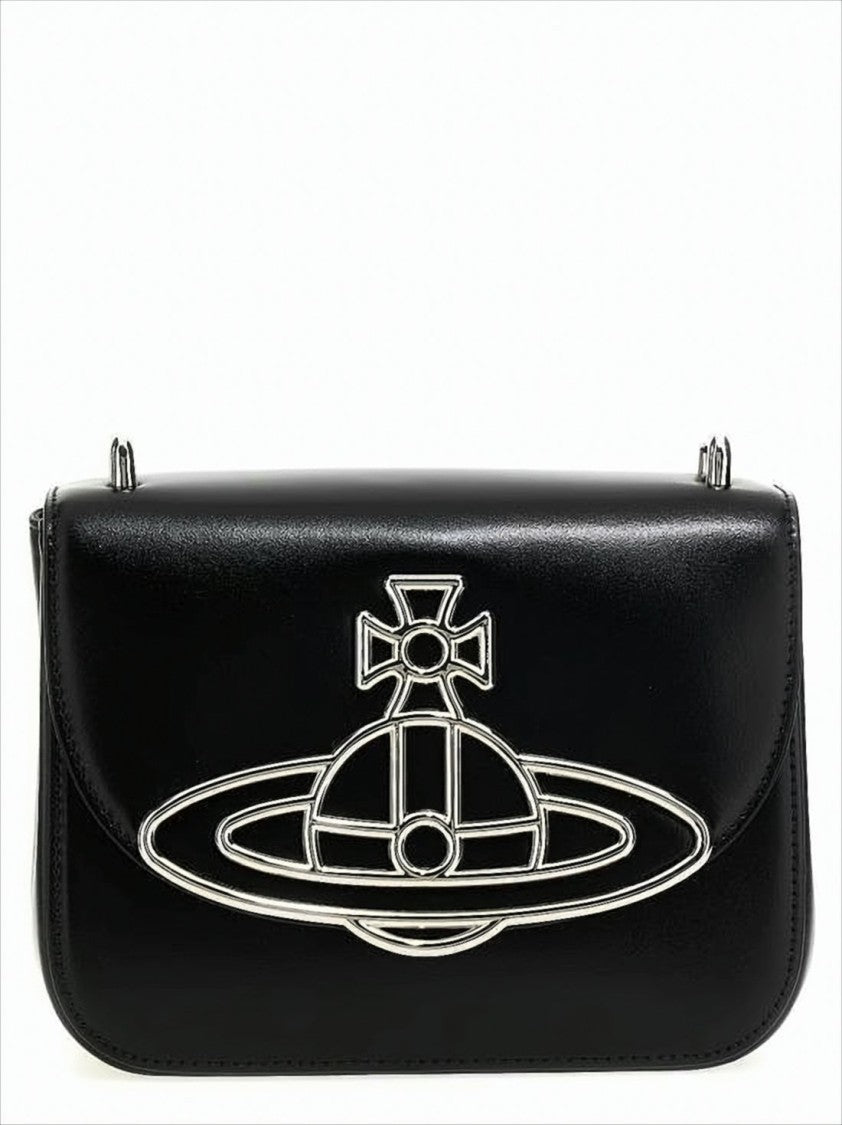 Vivienne Westwood Rectangular Leather Crossbody Bag With Metallic Emblem