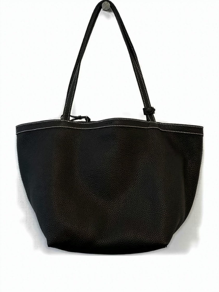 The Row Textured Leather Shoulder Bag With Curved Top And Refined Finish