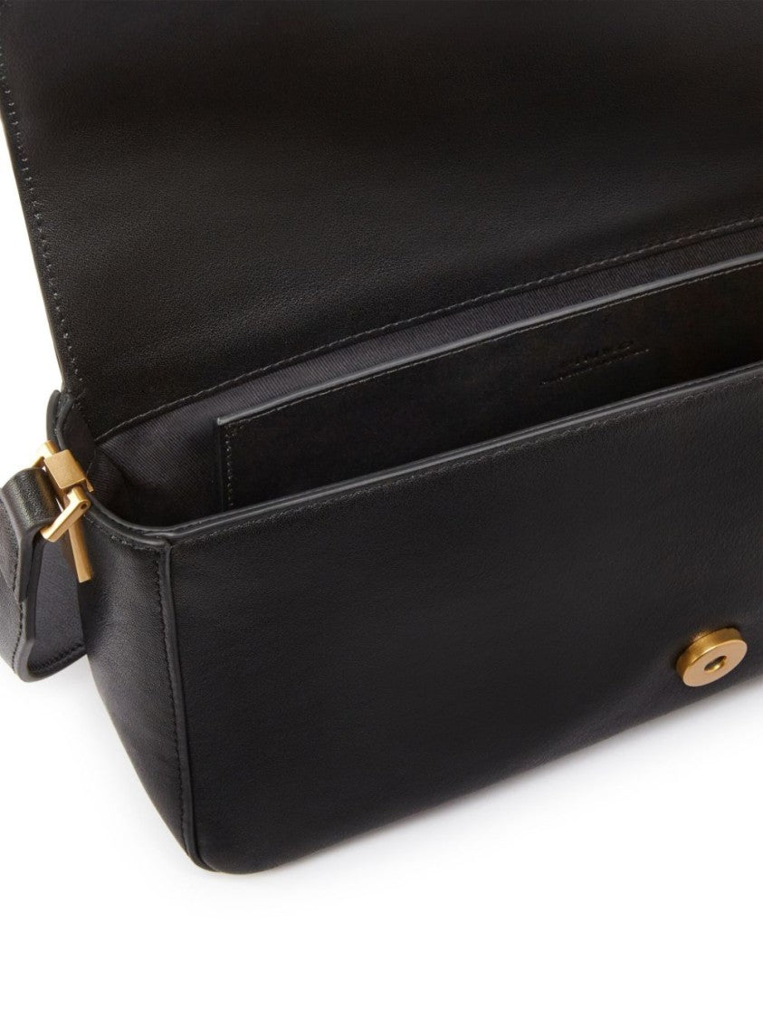 Pinko Black Leather Crossbody Shoulder Bag