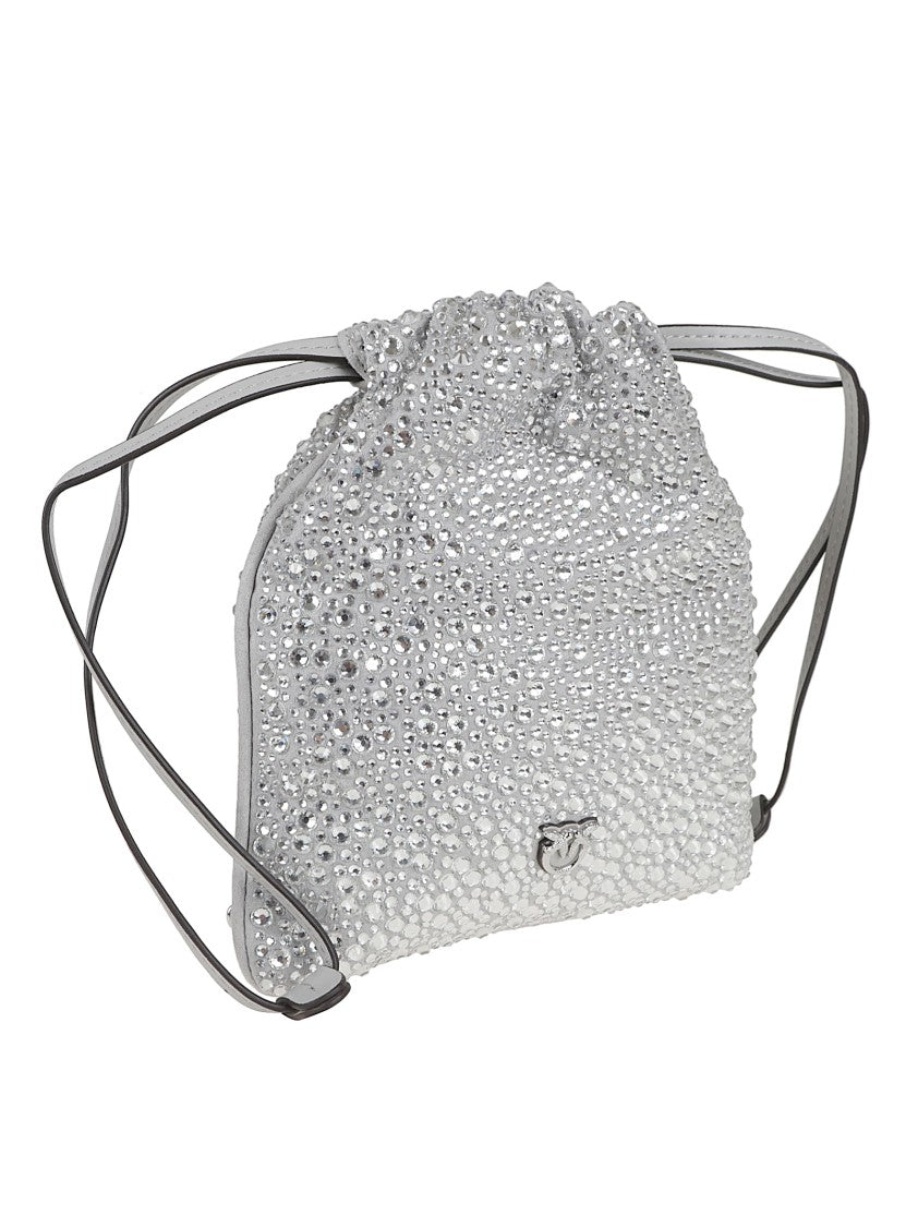 Pinko Rhinestone-Embellished Slouchy Fabric Bag