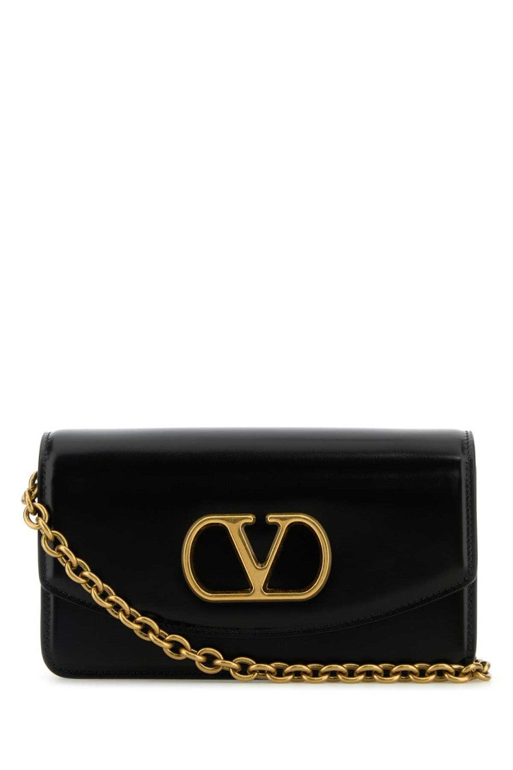 Valentino Garavani Black Leather Vlogo Signature Shoulder Bag