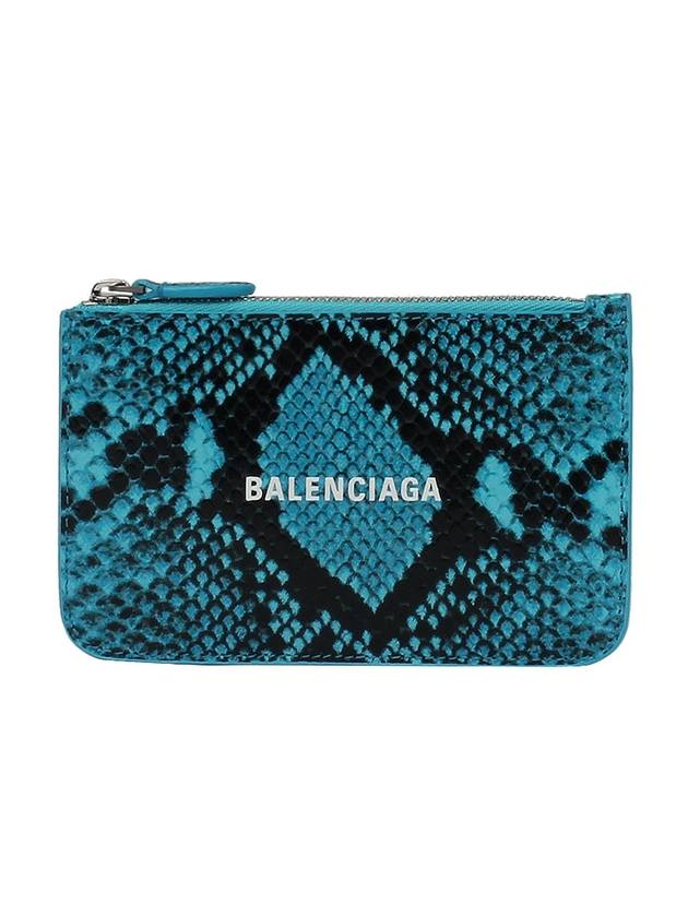 Luxury Balenciaga Trending 2025 Snake Skin Print Card Wallet Blue