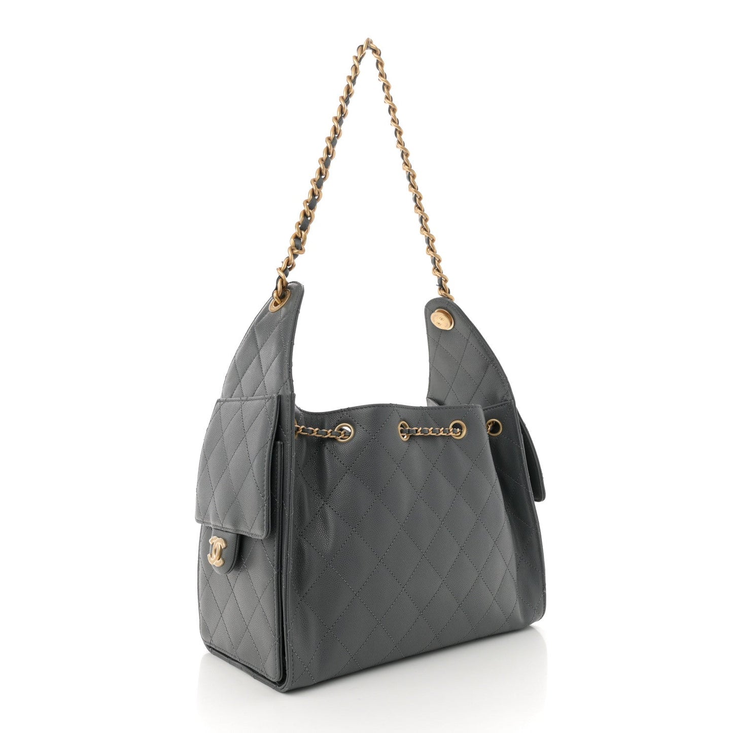 Caviar Quilted Small Chanel 25 Handbag Dark Grey