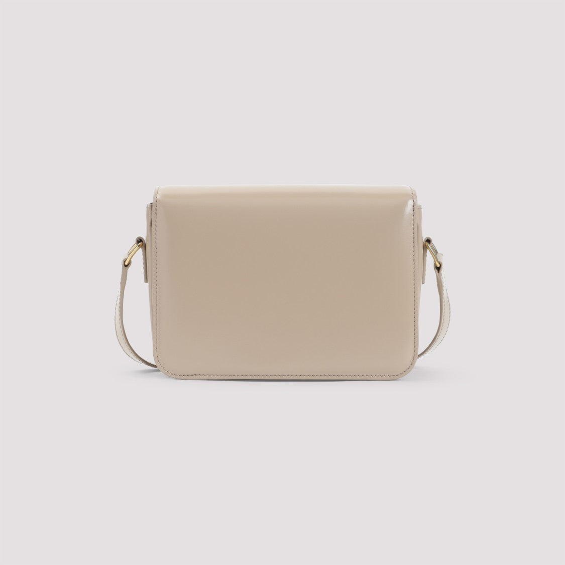 Celine Structured Beige Calf Leather Triomphe Shoulder Bag