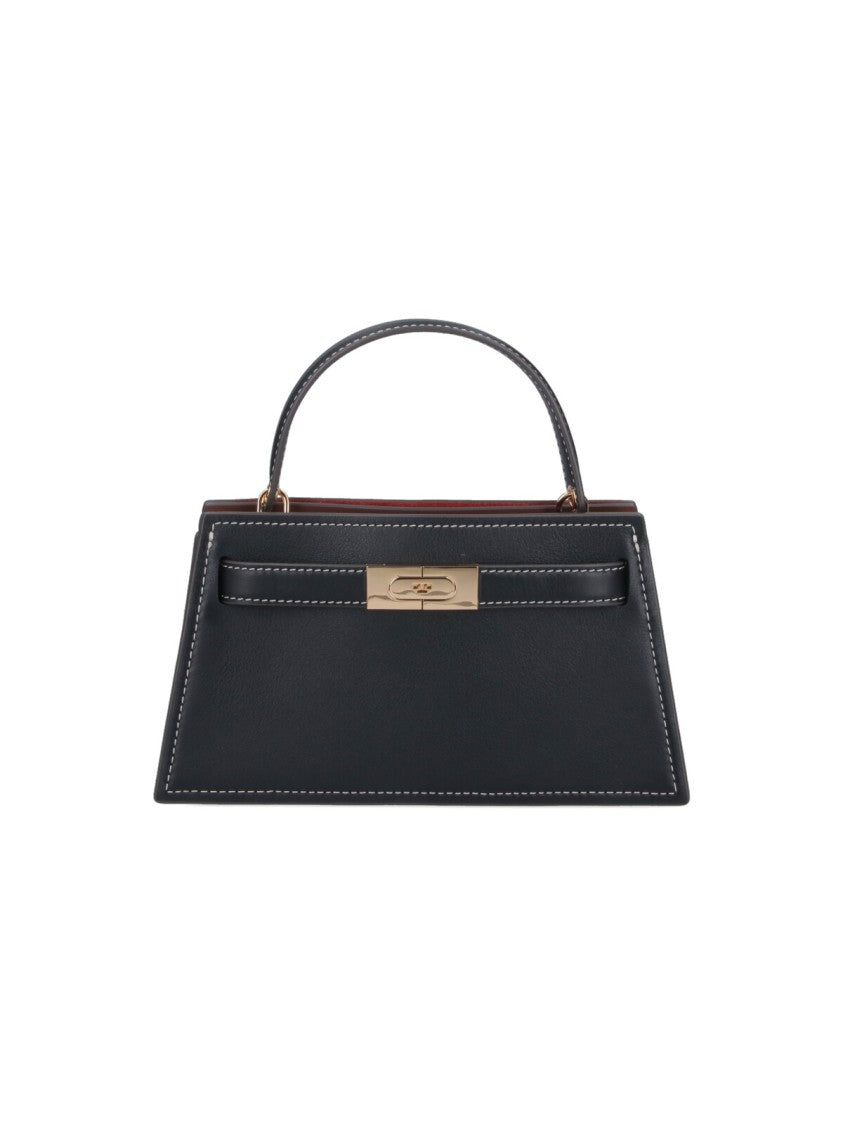 Tory Burch "Petite Lee Radziwill" Mini Bag In Black Calfskin