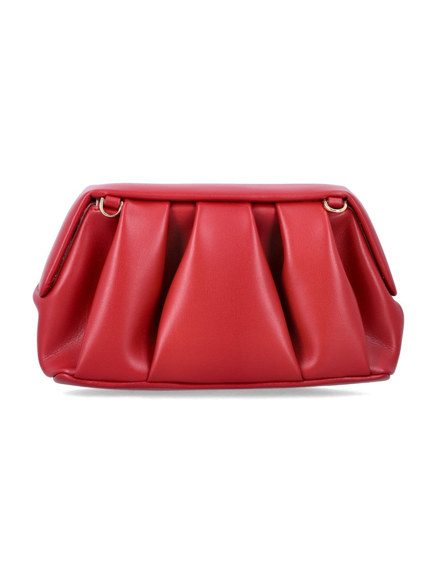 Themoirè Sculptural Pleated Red Vegan Leather Athena Pochette