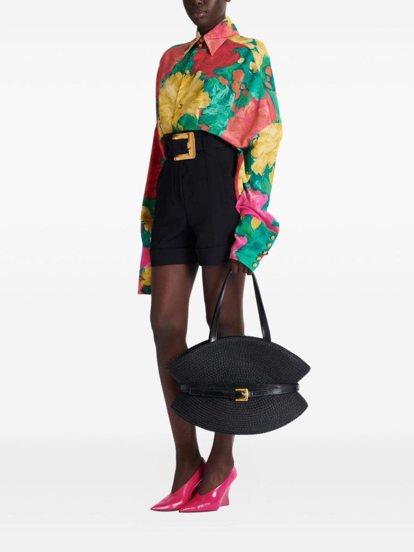 Balmain Sculptural Black Calfskin Leather Bag