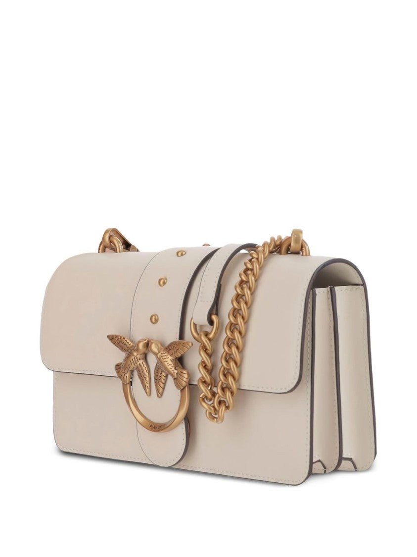 Pinko Structured Shoulder Bag In Calfskin Leather