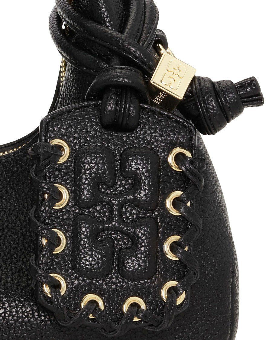 Ganni Mini Hobo Handbag In Black