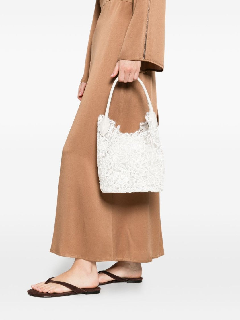 Ermanno Scervino Floral Lace Tote Bag With Structured Top Handle