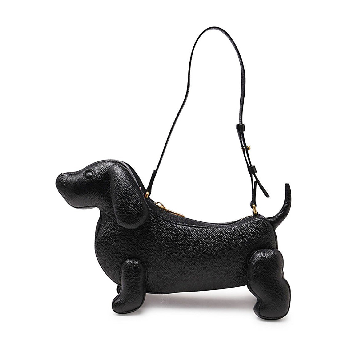 Thom Browne Hector Dog-Shaped Black Pebbled Leather Shoulder Bag
