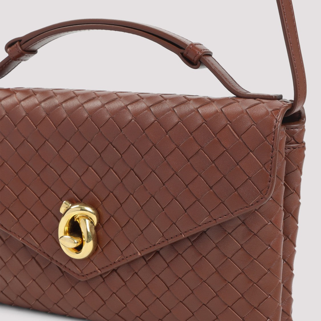 Bottega Veneta Knot Lock Sapele Lamb Leather Shoulder Bag