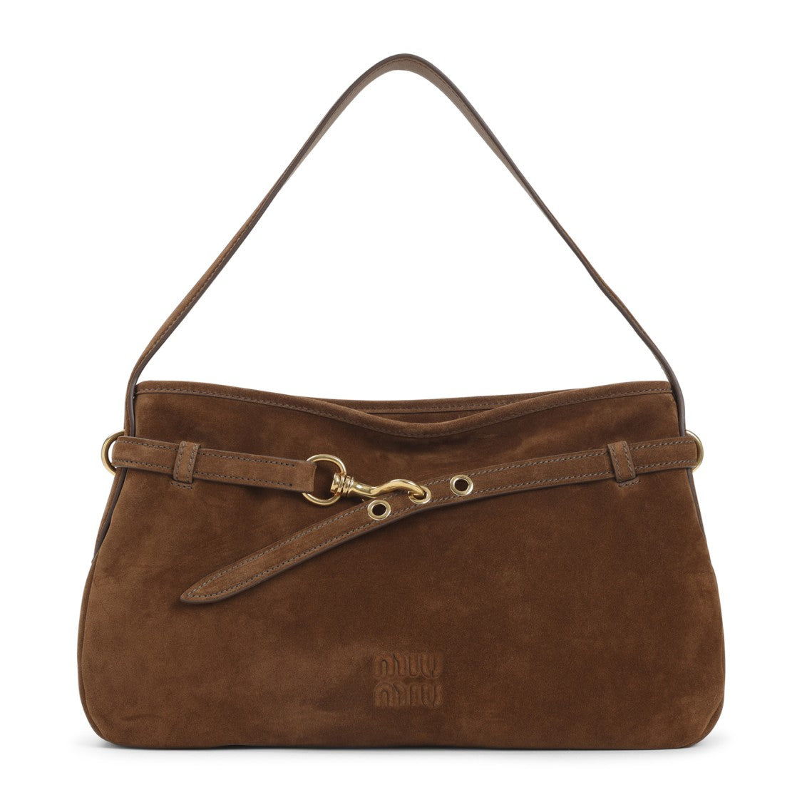 Miu Miu Oak Brown Lamb Leather Bag With Adjustable Strap And Bold Hardware