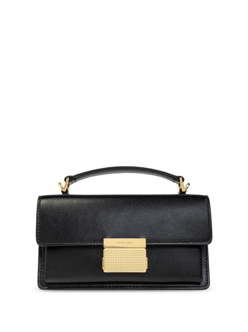 Golden Goose Structured Black Handbag With Gold Clasp