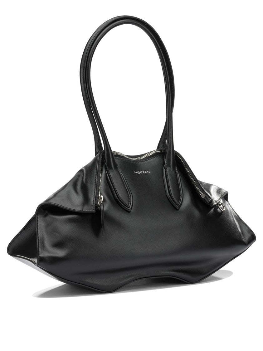 Alexander Mcqueen Black Leather Handbag With Subtle Detailing
