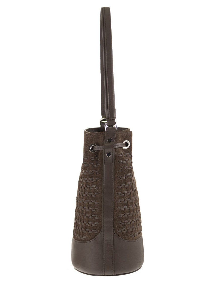 Zanellato Monda' Leather Bucket Bag With Woven Texture