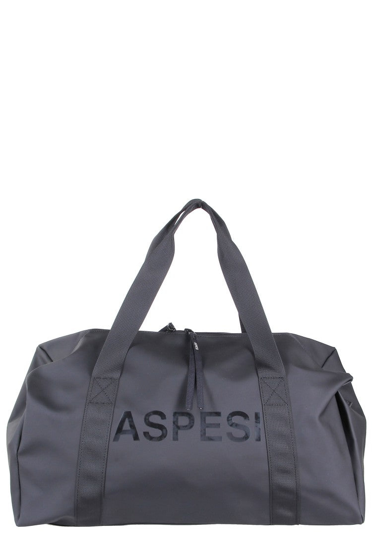 Aspesi Expanded Black Duffle Bag With Logo