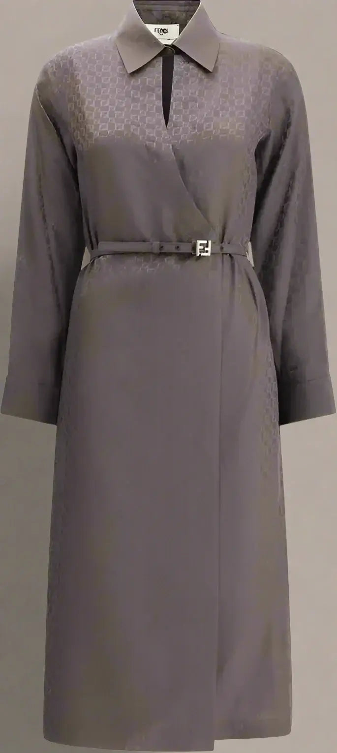 Elegant FENDI FF Silk Jacquard Dress – Luxury Designer Fashion