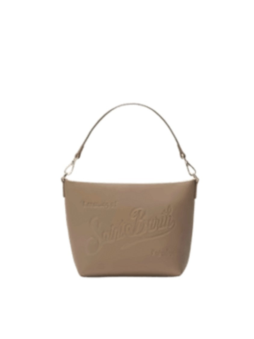Mc2 Saint Barth Structured Brown Textured Leather Shoulder Bag