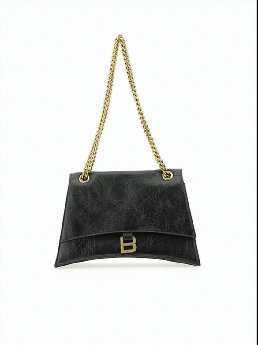 Balenciaga Structured Black Calf Leather Shoulder Bag