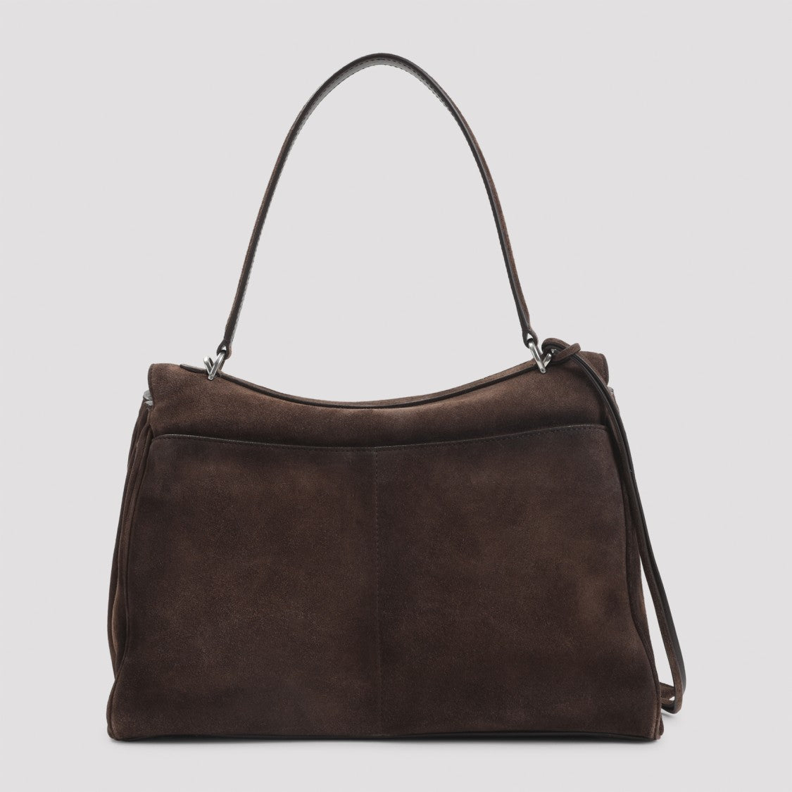 Balenciaga Spacious Brown Leather Handbag With Silver-Tone Closure