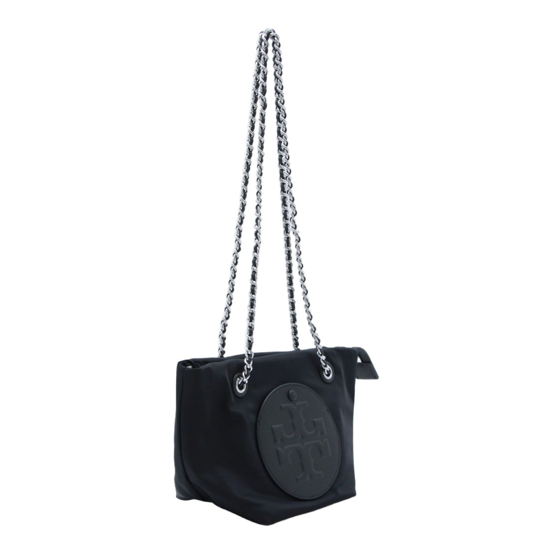 Tory Burch Sleek Black Handbag With Embossed Logo
