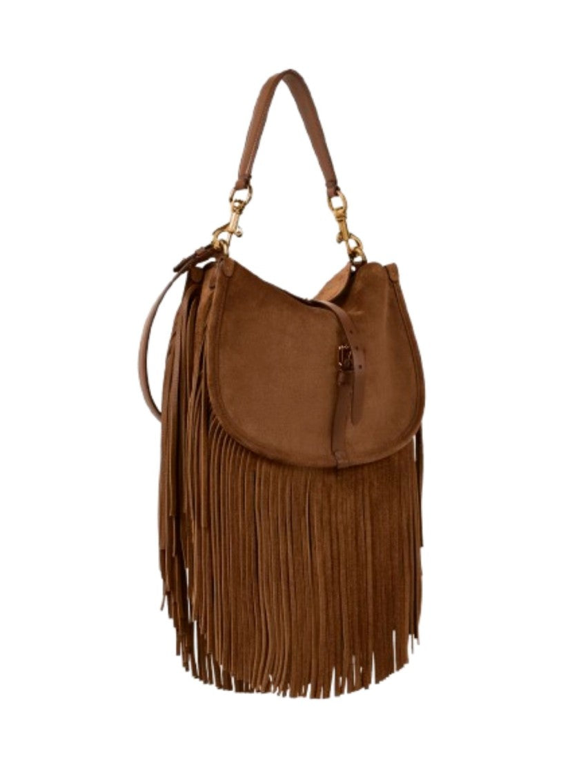 Etro Brown Shoulder Bag With Suede Fringe