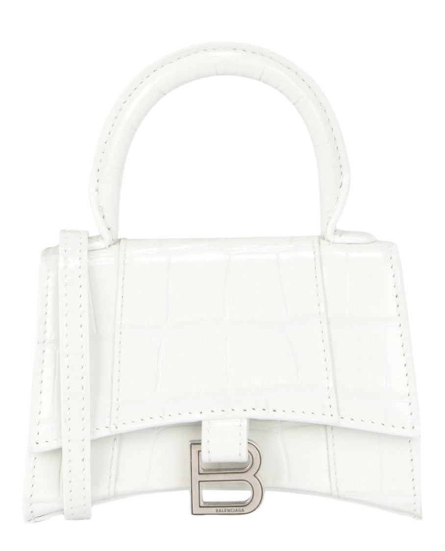 Balenciaga Hourglass Xs Crocodile Embossed Top Handle Bag