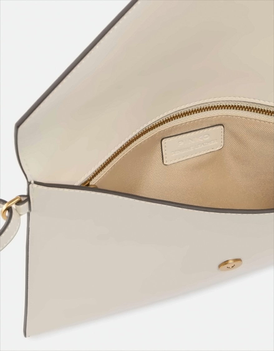 Pinko Envelope Design White Leather Clutch