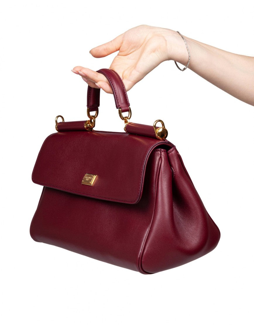 Dolce & Gabbana Vintage My Sicily Bag In Bordeaux Leather