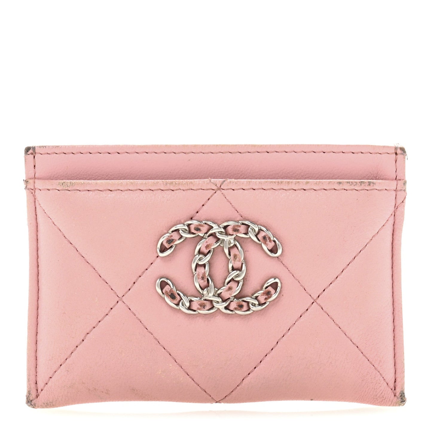 Lambskin Quilted Chanel 19  Holder Light Pink