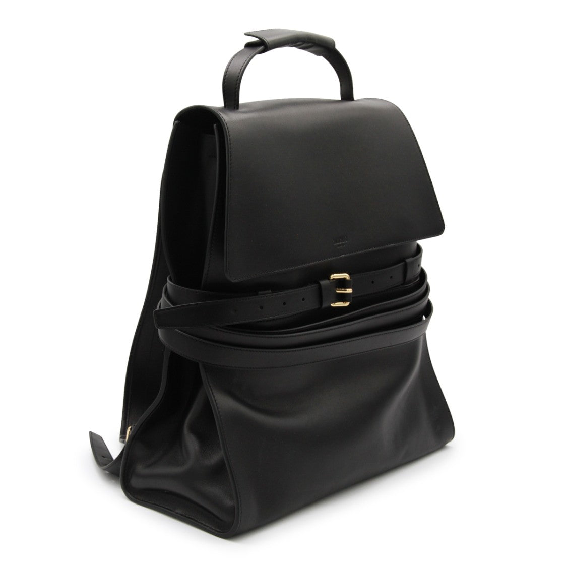 Moschino Black Leather Backpack