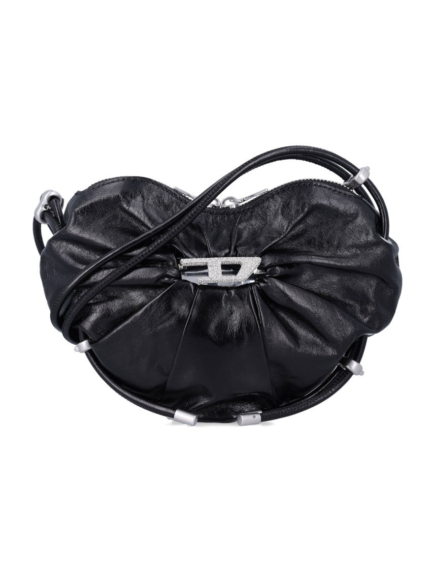 Diesel Heart-Shaped Shoulder Bag With Crinkled Finish