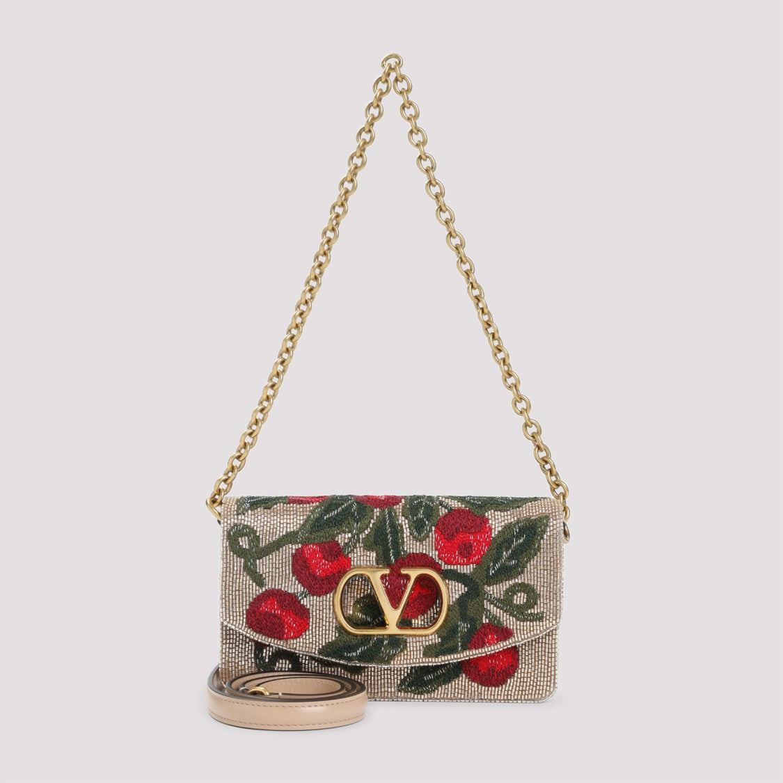 Valentino Garavani Multicolor Leather Clutch With Beadwork And Vlogo