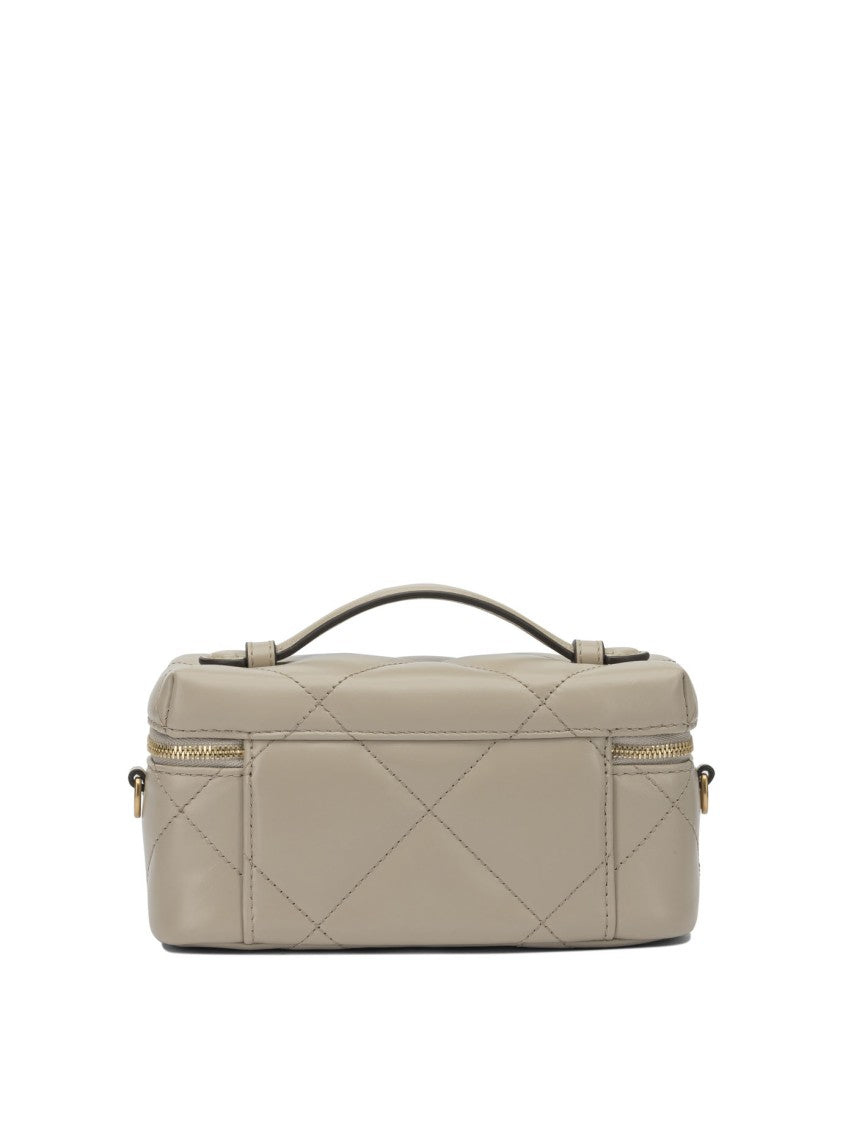 Tory Burch Compact Quilted Handbag With Gold-Tone Zipper
