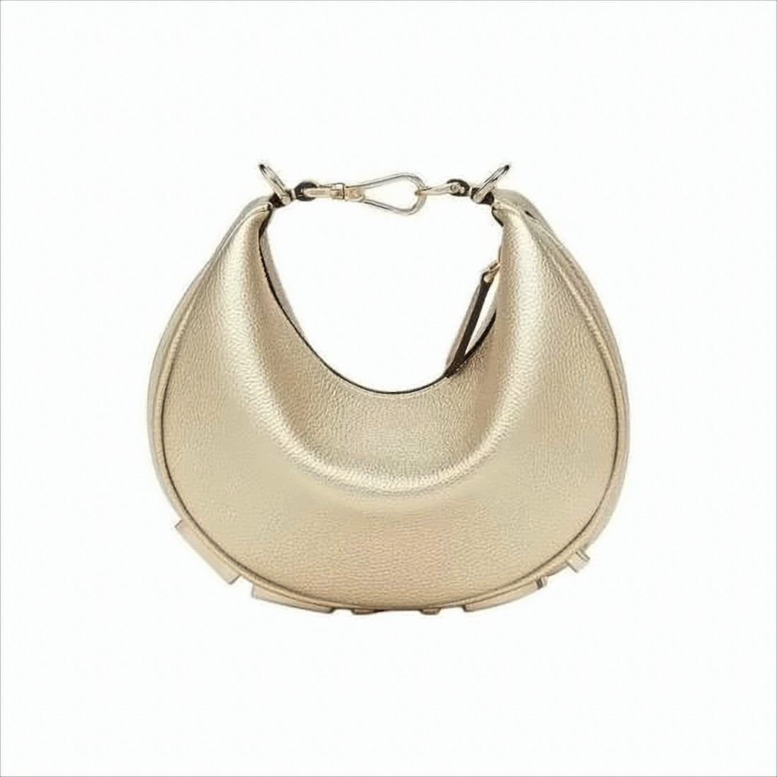Fendi Crescent Shaped Textured Calf Leather Tote Bag With Gold-Tone Hardware