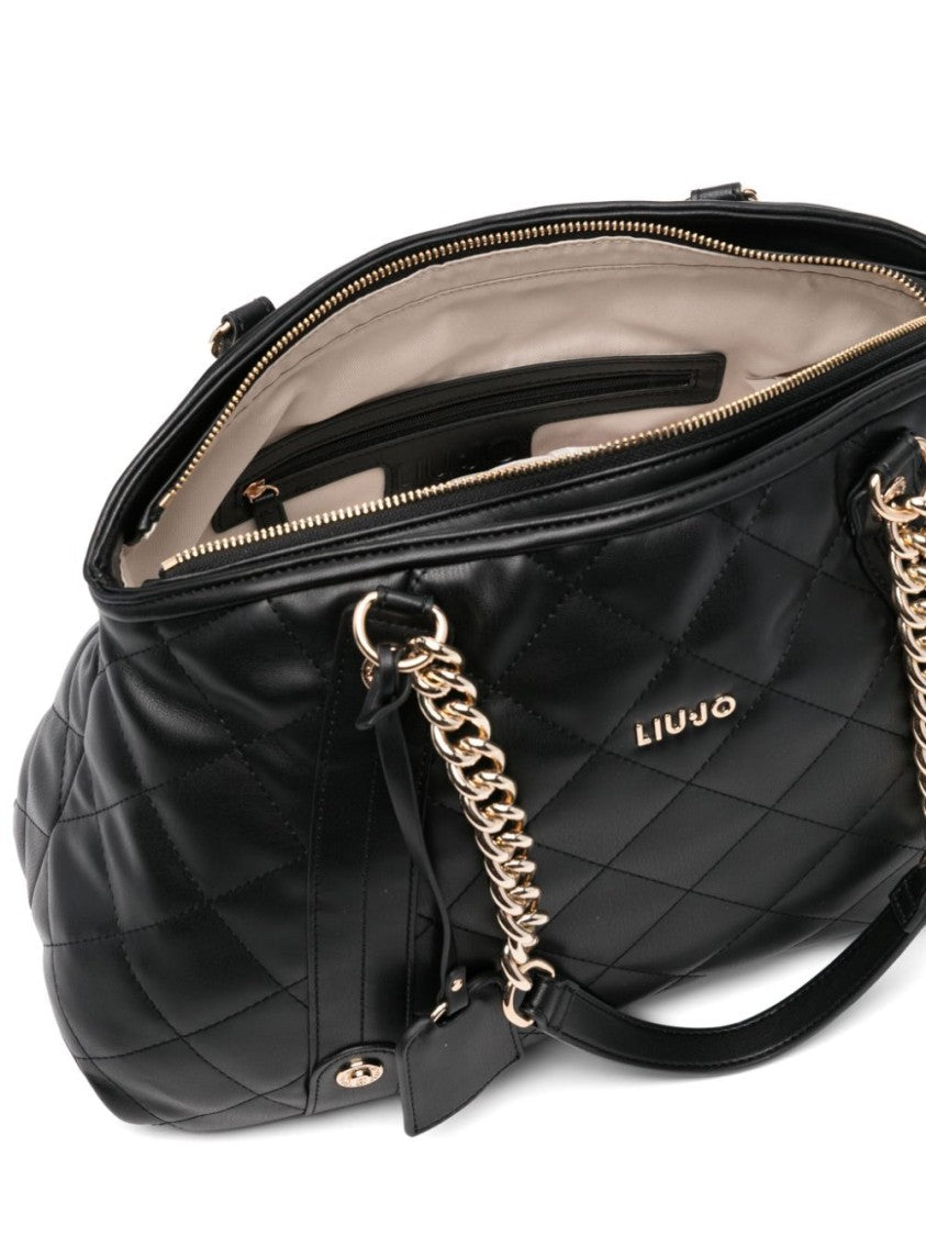 Liu Jo Quilted Black Shoulder Bag With Removable Charm