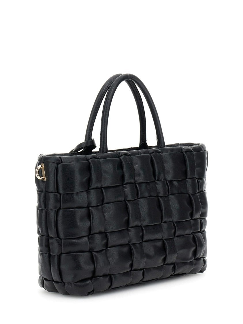 Guess Woven Faux Leather Handbag With Gold-Tone Hardware