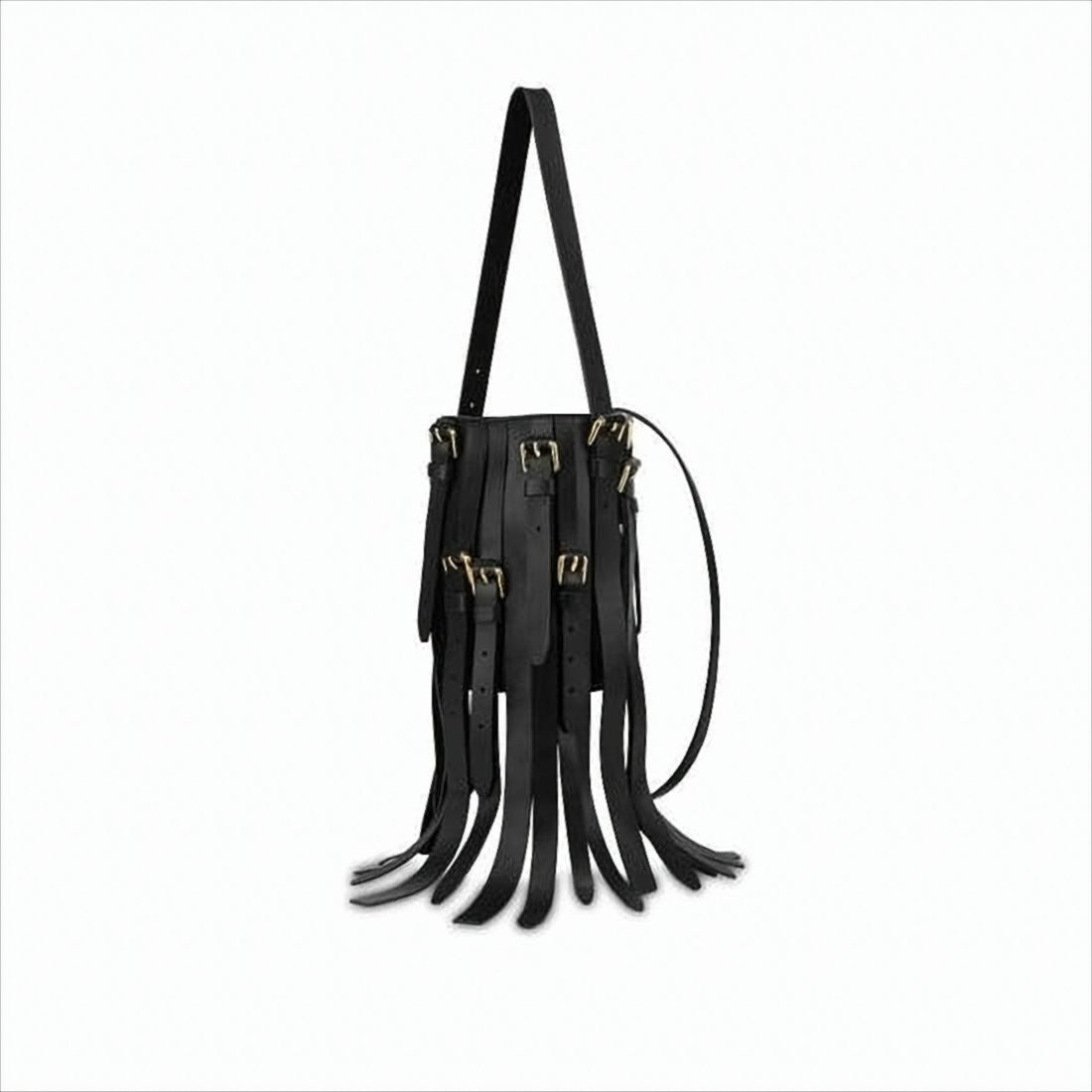 Moschino Fringe Detail Calf Leather Shoulder Bag