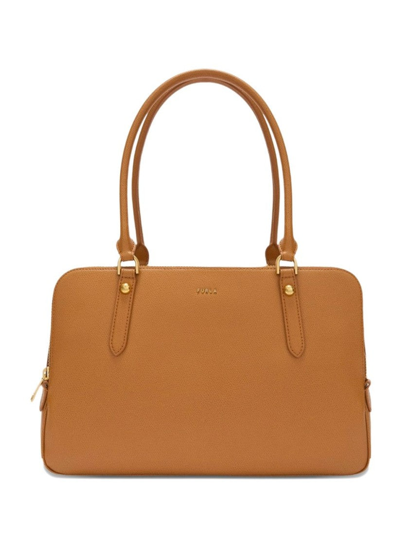 Furla Textured Leather Handbag With Gold-Tone Hardware